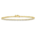 2 Ctw Tri-Prong Round Cut Diamond Tennis Bracelet in 14K Yellow Gold