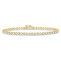 3 Ctw Tri-Prong Round Cut Diamond Tennis Bracelet in 14K Yellow Gold