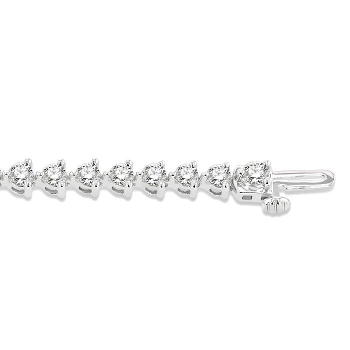 4 Ctw Round Cut Diamond 3-Prong Tennis Bracelet in 14K White Gold