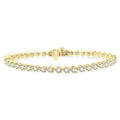 4 Ctw Round Cut Diamond 3-Prong Tennis Bracelet in 14K Yellow Gold