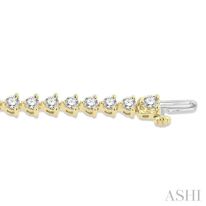 4 Ctw Round Cut Diamond 3-Prong Tennis Bracelet in 14K Yellow Gold