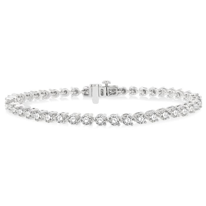 5 Ctw Round Cut Diamond 3-Prong Tennis Bracelet in 14K White Gold