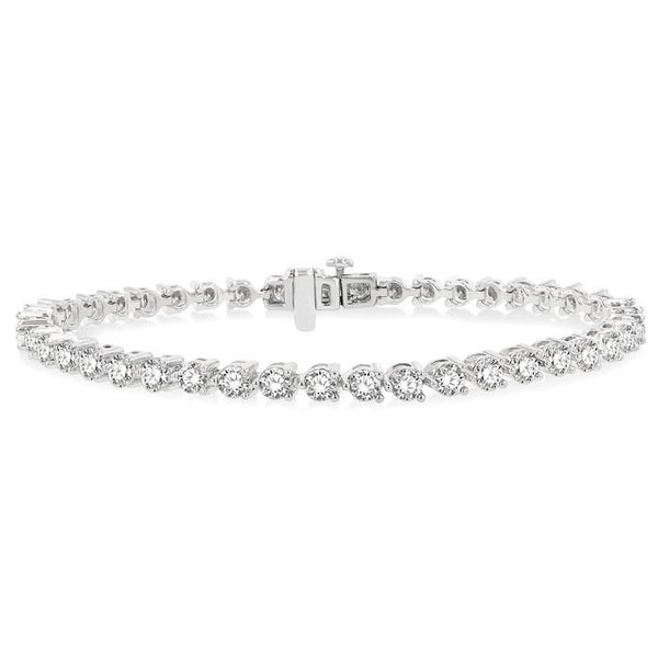 5 Ctw Round Cut Diamond 3-Prong Tennis Bracelet in 14K White Gold