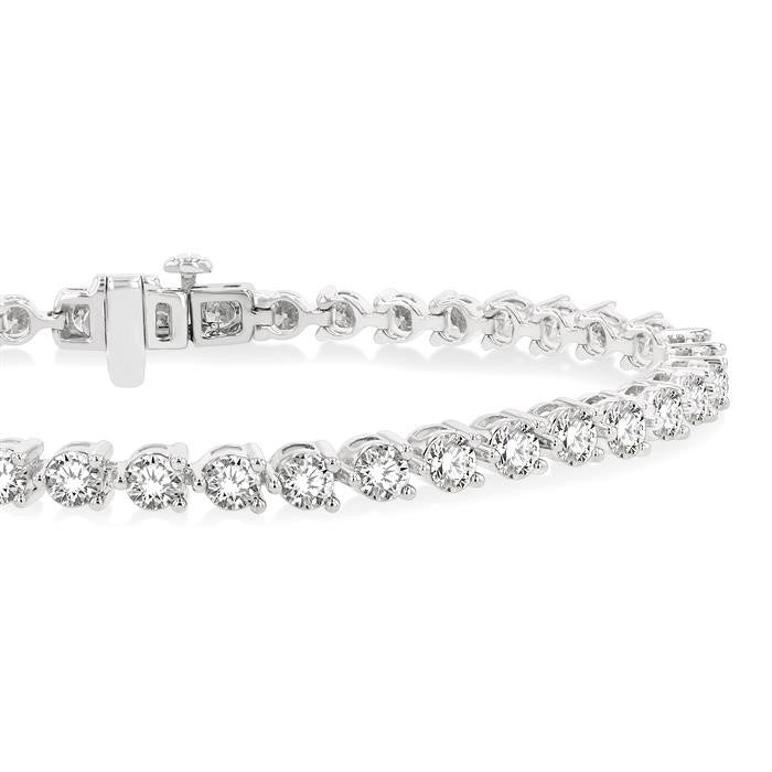 5 Ctw Round Cut Diamond 3-Prong Tennis Bracelet in 14K White Gold