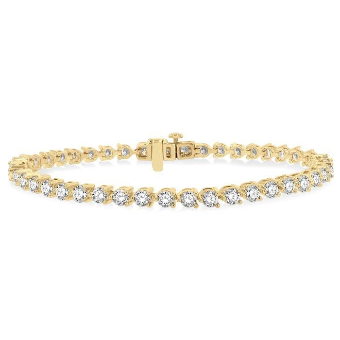 5 Ctw Round Cut Diamond 3-Prong Tennis Bracelet in 14K Yellow Gold