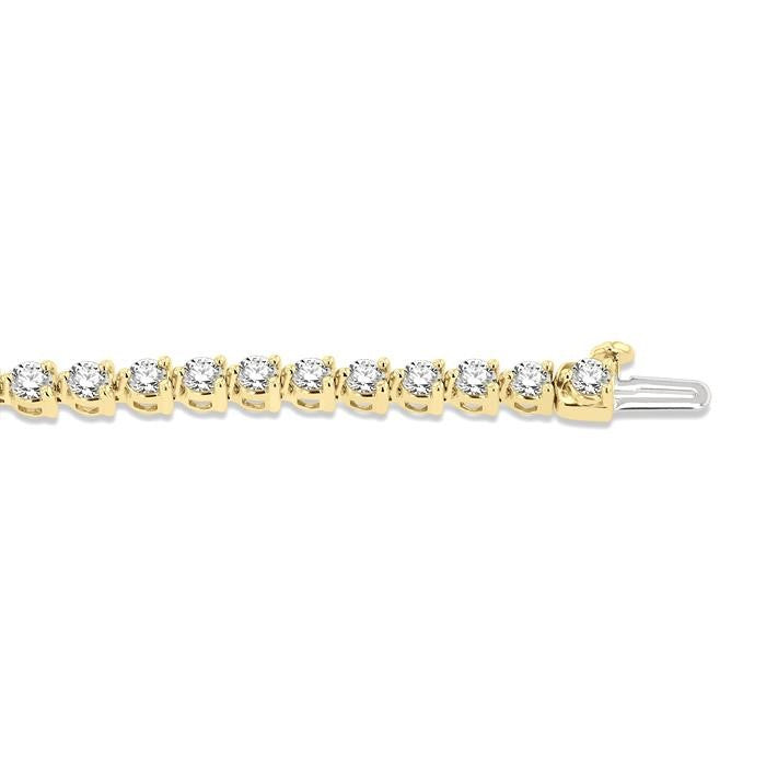 5 Ctw Round Cut Diamond 3-Prong Tennis Bracelet in 14K Yellow Gold
