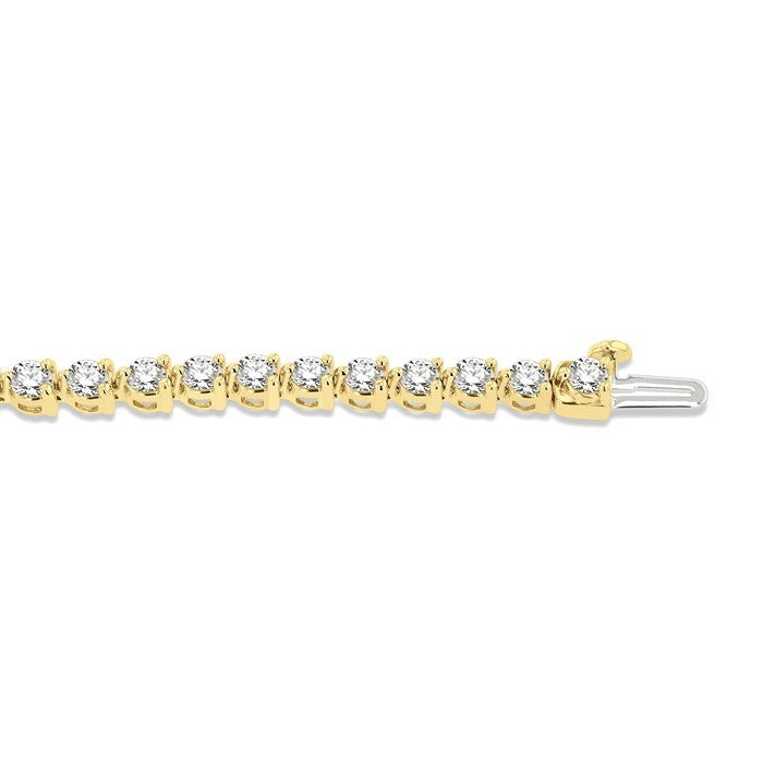 5 Ctw Round Cut Diamond 3-Prong Tennis Bracelet in 14K Yellow Gold