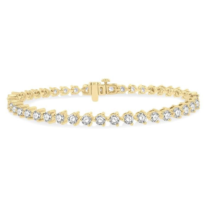 6 Ctw Round Cut Diamond 3-Prong Tennis Bracelet in 14K Yellow Gold