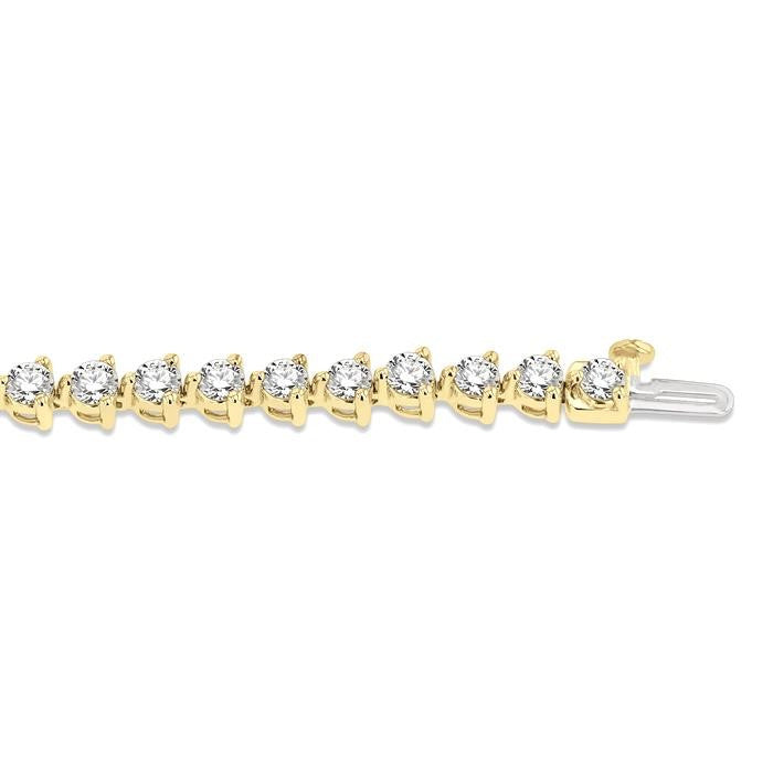 6 Ctw Round Cut Diamond 3-Prong Tennis Bracelet in 14K Yellow Gold