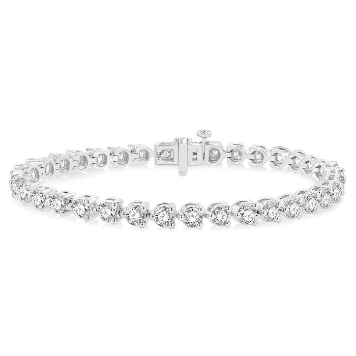 7 Ctw Tri-Prong Round Cut Diamond Tennis Bracelet in 14K White Gold