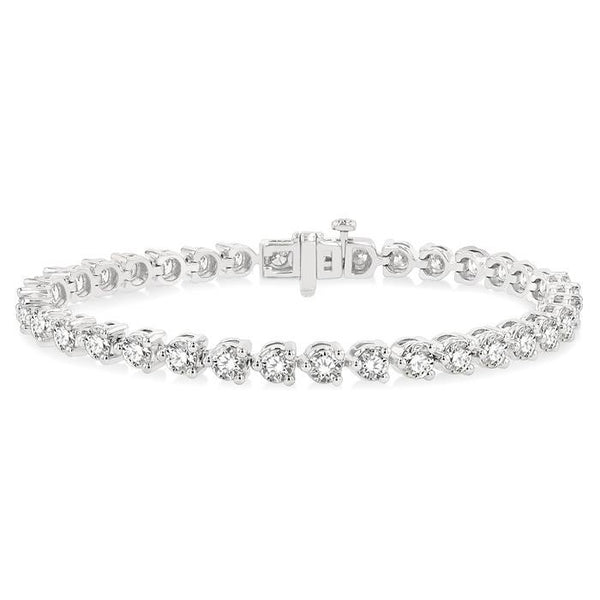 7 Ctw Tri-Prong Round Cut Diamond Tennis Bracelet in 14K White Gold