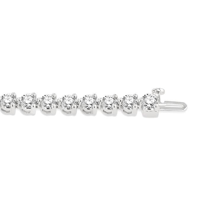 7 Ctw Tri-Prong Round Cut Diamond Tennis Bracelet in 14K White Gold