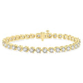 7 Ctw Tri-Prong Round Cut Diamond Tennis Bracelet in 14K Yellow Gold