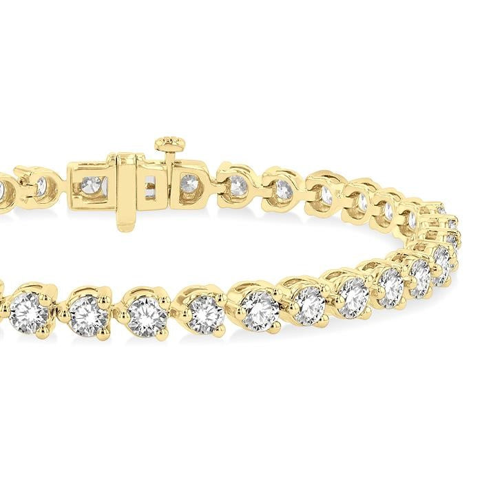 7 Ctw Tri-Prong Round Cut Diamond Tennis Bracelet in 14K Yellow Gold