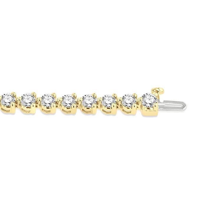 7 Ctw Tri-Prong Round Cut Diamond Tennis Bracelet in 14K Yellow Gold