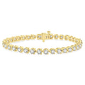 7 Ctw Round Cut Diamond 3-Prong Tennis Bracelet in 14K Yellow Gold