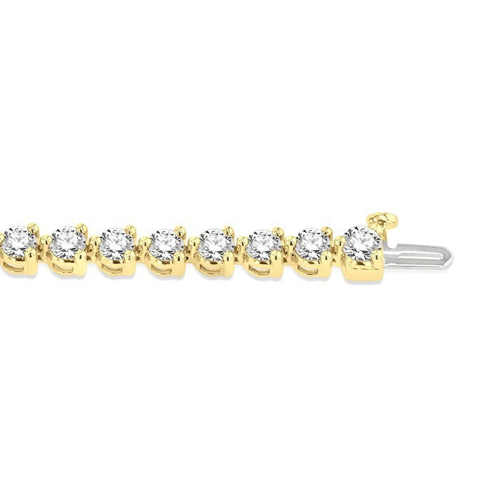 7 Ctw Round Cut Diamond 3-Prong Tennis Bracelet in 14K Yellow Gold