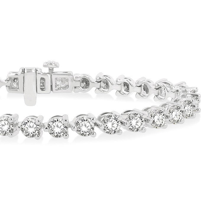 8 Ctw Round Cut Diamond 3-Prong Tennis Bracelet in 18K White Gold