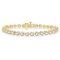 8 Ctw 3 Prong Round Cut Diamond Tennis Bracelet in 14K Yellow Gold