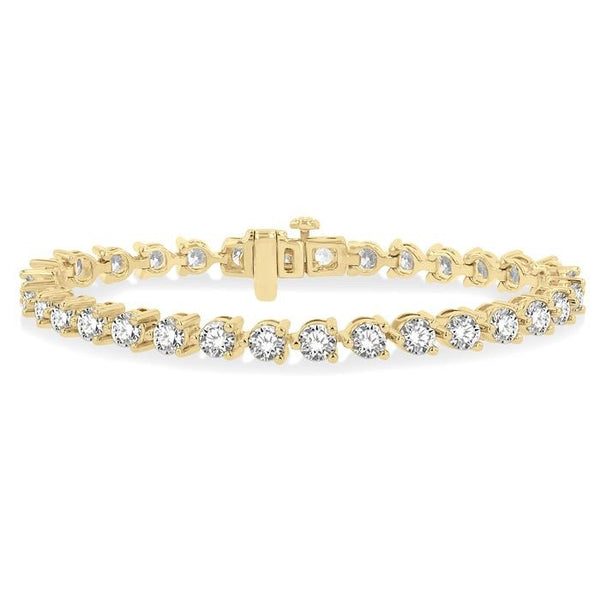 8 Ctw 3 Prong Round Cut Diamond Tennis Bracelet in 14K Yellow Gold