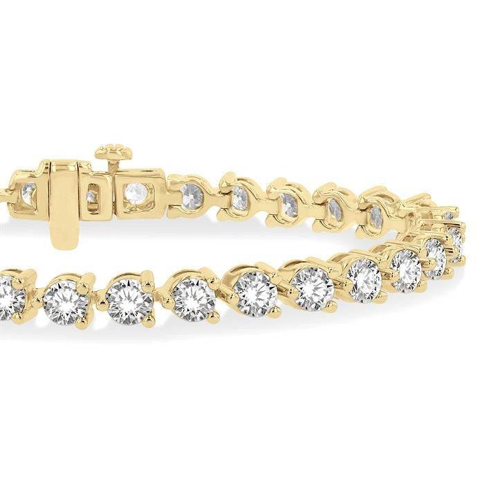 8 Ctw 3 Prong Round Cut Diamond Tennis Bracelet in 14K Yellow Gold