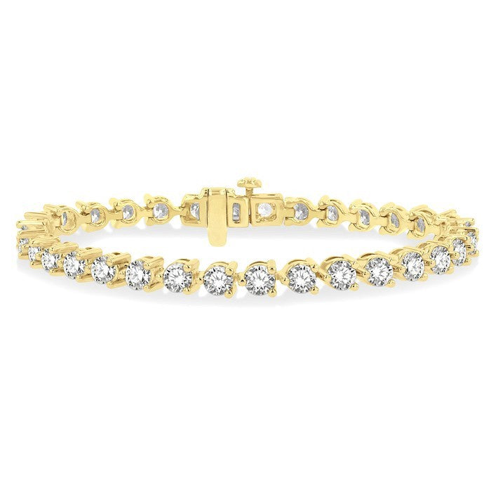 8 Ctw Round Cut Diamond 3-Prong Tennis Bracelet in 14K Yellow Gold