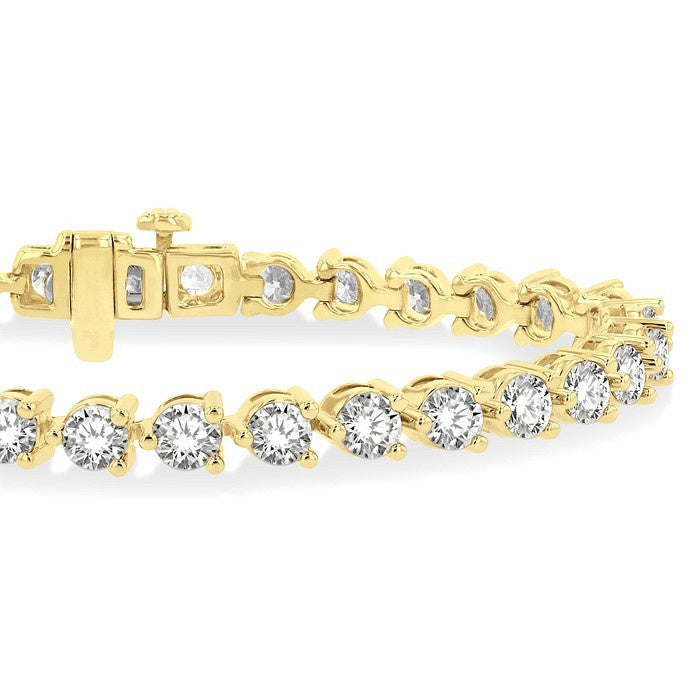 8 Ctw Round Cut Diamond 3-Prong Tennis Bracelet in 14K Yellow Gold