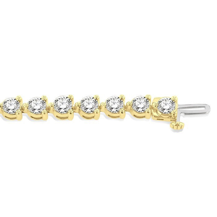 8 Ctw Round Cut Diamond 3-Prong Tennis Bracelet in 14K Yellow Gold