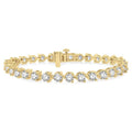 9 Ctw 3 Prong Round Cut Diamond Tennis Bracelet in 14K Yellow Gold