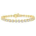 9 Ctw Round Cut Diamond 3-Prong Tennis Bracelet in 14K Yellow Gold
