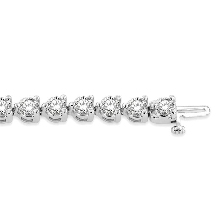 10 Ctw 3 Prong Round Cut Diamond Tennis Bracelet in 14K White Gold
