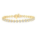 10 Ctw 3 Prong Round Cut Diamond Tennis Bracelet in 14K Yellow Gold