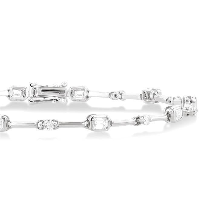 Emerald Shape Bezel Set Diamond Bracelet