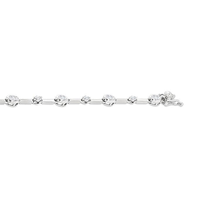 Oval Shape Bezel Set Diamond Bracelet