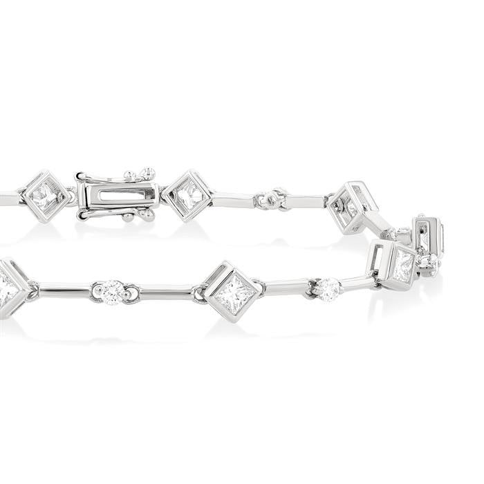 Princess Shape Bezel Set Diamond Bracelet