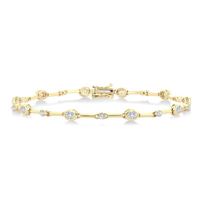 Oval Shape Bezel Set Diamond Bracelet