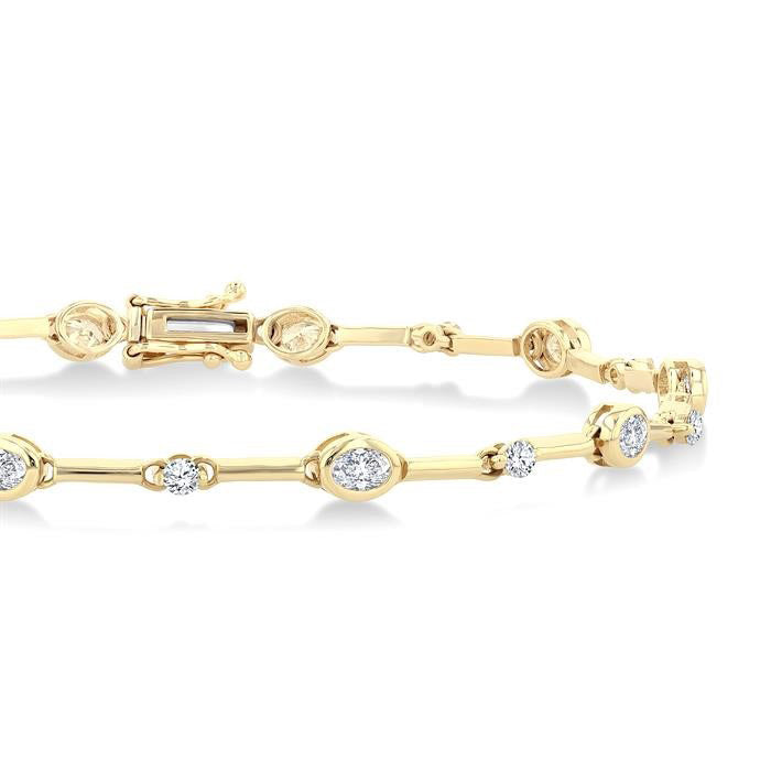 Oval Shape Bezel Set Diamond Bracelet