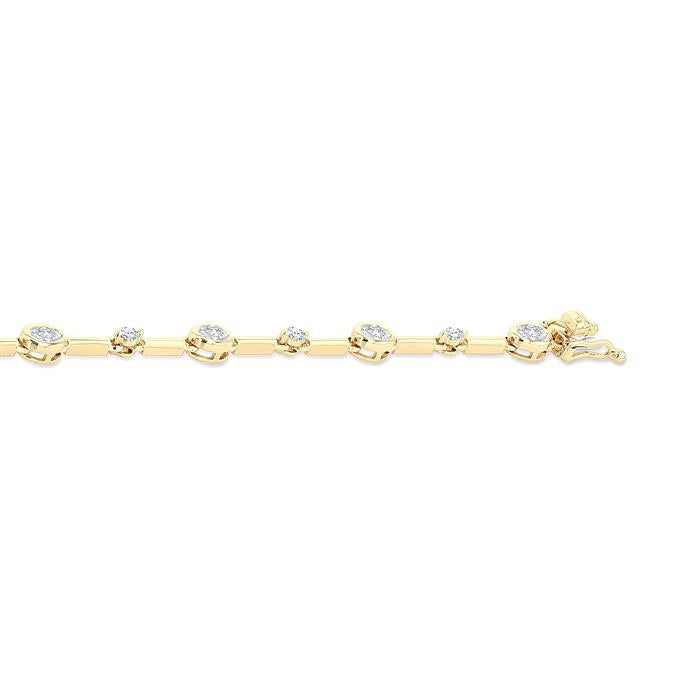 Oval Shape Bezel Set Diamond Bracelet