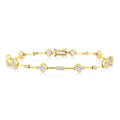 1 1/3 Ctw Bezel Set Princess and Round Cut Diamond Bar Link Bracelet in 14K Yellow Gold