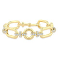 2 5/8 Ctw Round Cut Diamond Open Window Bold Link Aeris Gold Fashion Bracelet in 14K Yellow Gold