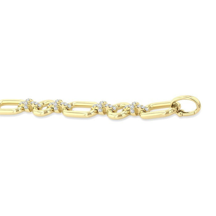 2 5/8 Ctw Round Cut Diamond Open Window Bold Link Aeris Gold Fashion Bracelet in 14K Yellow Gold