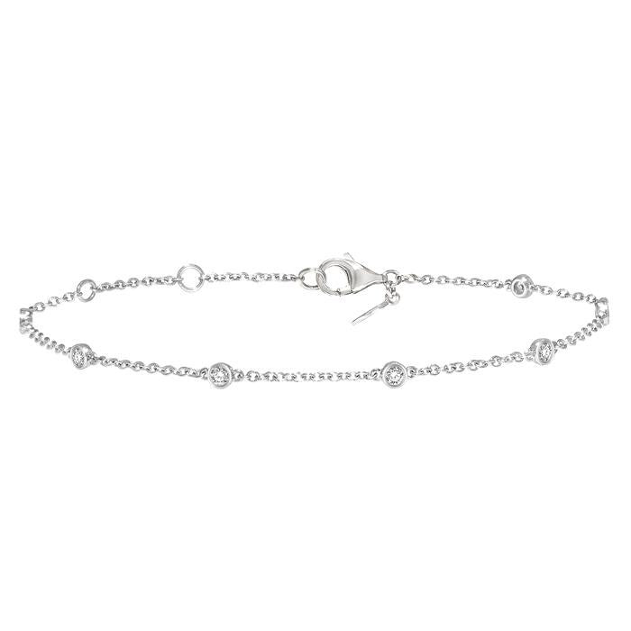 1/4 Ctw Circular Mount Round Cut Diamond Station Bracelet in 14K White Gold