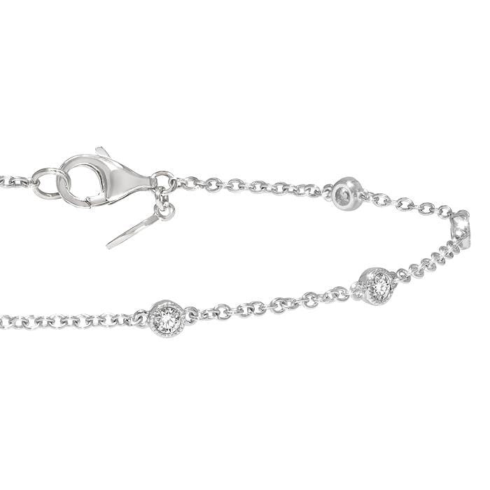 1/4 Ctw Circular Mount Round Cut Diamond Station Bracelet in 14K White Gold