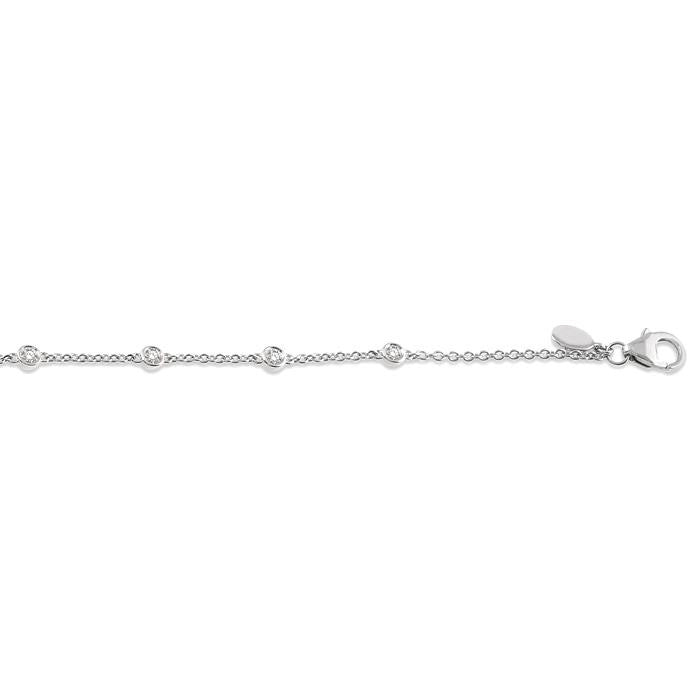 1/4 Ctw Circular Mount Round Cut Diamond Station Bracelet in 14K White Gold