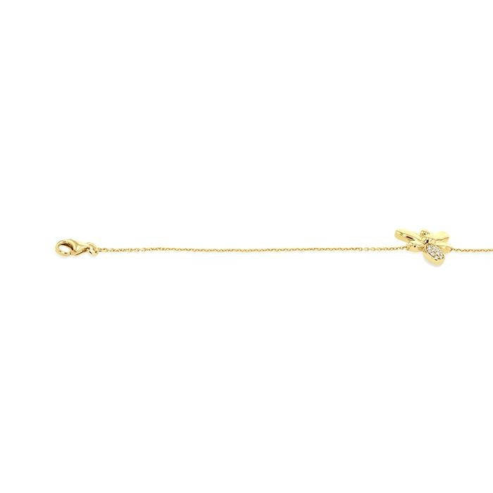 1/20 Ctw Petite Bumble Bee Round Cut Diamond Fashion Bracelet in 10K Yellow Gold