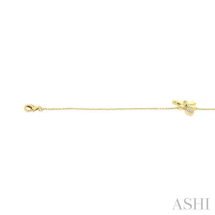1/20 Ctw Petite Bumble Bee Round Cut Diamond Fashion Bracelet in 10K Yellow Gold