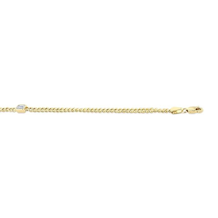 1/4 Ctw Emerald Cut Diamond Curb Link Bracelet in 14K Yellow Gold
