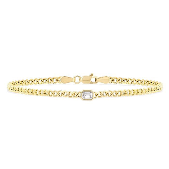 Emerald Shape Curb Diamond Fashion Bracelet