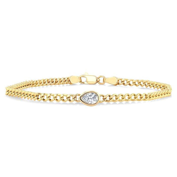 Pear Shape Curb Diamond Fashion Bracelet