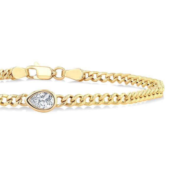 Pear Shape Curb Diamond Fashion Bracelet